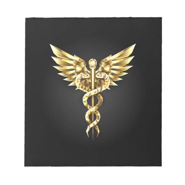 Bloc De Notas Símbolo poligonal de oro Caduceus (Frente)