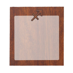 Bloc De Notas Símbolo zodiaco sagitario en madera de caoba