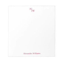 Bloc De Notas Simple 2 monograma inicial Borgoña profesional