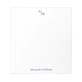 Bloc De Notas Simple 2 Monograma inicial Marina Profesional Azul