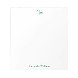 Bloc De Notas Simple 2 Monograma Verde Profesional Inicial