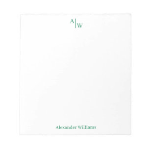 Bloc De Notas Simple 2 Monograma Verde Profesional Inicial
