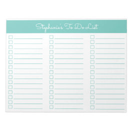 Bloc De Notas Simple Aqua 8.5x11 Three Column Checklist