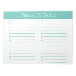 Bloc De Notas Simple Aqua 8.5x11 Two Column Checklist