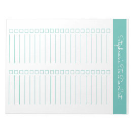 Bloc De Notas Simple Aqua Vertical 8.5x11 Two Column Checklist
