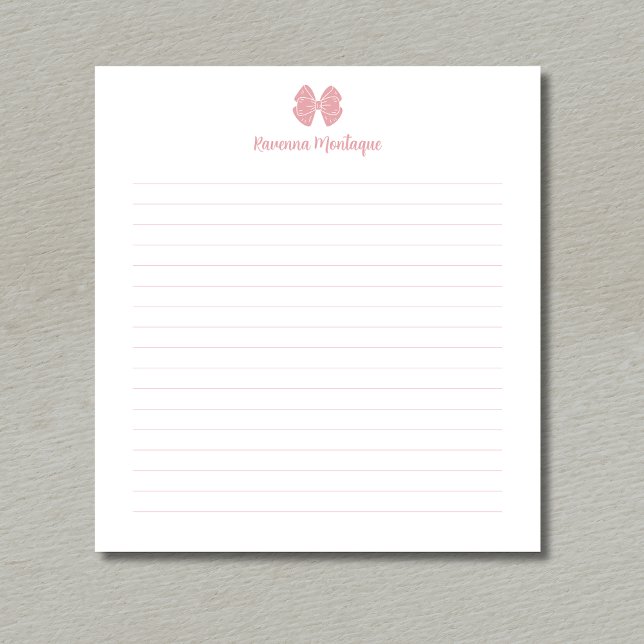 Bloc De Notas Simple Arco de Rosa Rosado Script Nombre Personali (Subido por el creador)