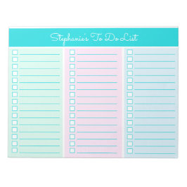 Bloc De Notas Simple Block Colors 8.5x11 Three Column Checklist