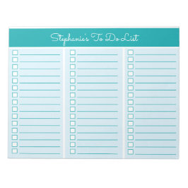 Bloc De Notas Simple Blocks Teal 8.5x11 Three Column Checklist