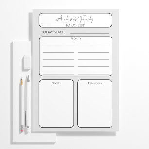 Bloc De Notas Simple Daily Planner To Do List Family Name