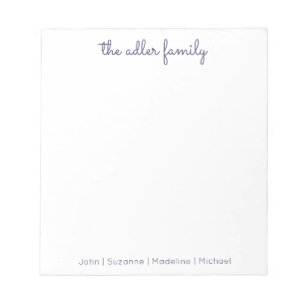 Bloc de notas simple de la familia azul de la mari