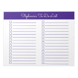 Bloc De Notas Simple Elegant Purple 8.5x11 Two Column Checklist