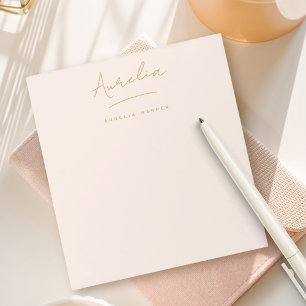 Bloc De Notas Simple Elegante Firma Minimal Rosa Oro