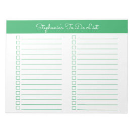 Bloc De Notas Simple Green 8.5x11 Lista de Verificación de Dos C