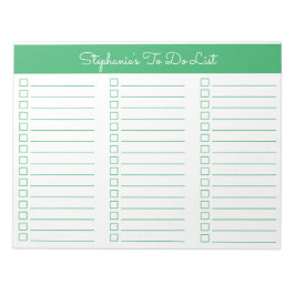 Bloc De Notas Simple Green 8.5x11 Lista de Verificación de Tres 