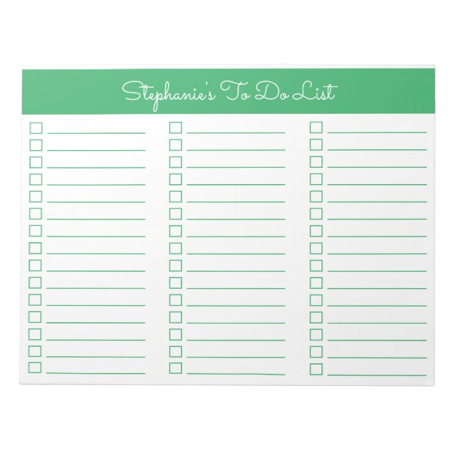Bloc De Notas Simple Green 8.5x11 Three Column Checklist (Frente)