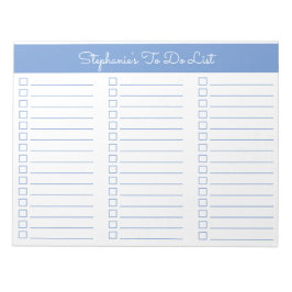 Bloc De Notas Simple Light Blue 8.5x11 Three Column Checklist