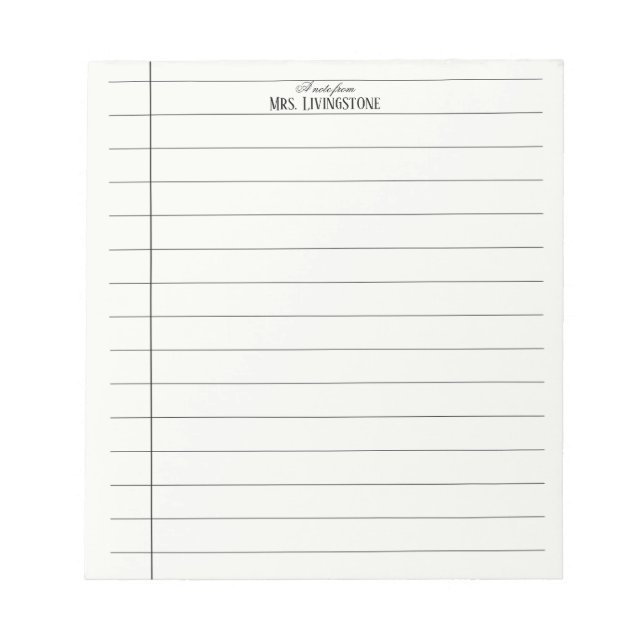 Bloc De Notas Simple Lines Teacher Notepad (Frente)
