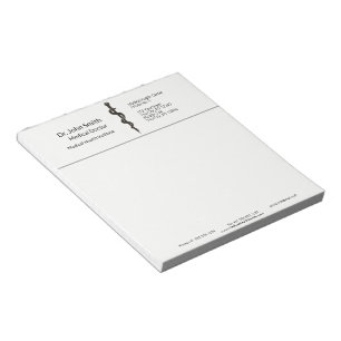 Bloc De Notas Simple Medical Asclepius Black White Professional