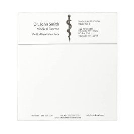 Bloc De Notas Simple Medical Asclepius Black White Professional