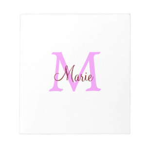 Bloc De Notas simple minimal añadir nombre monograma rosa rojo