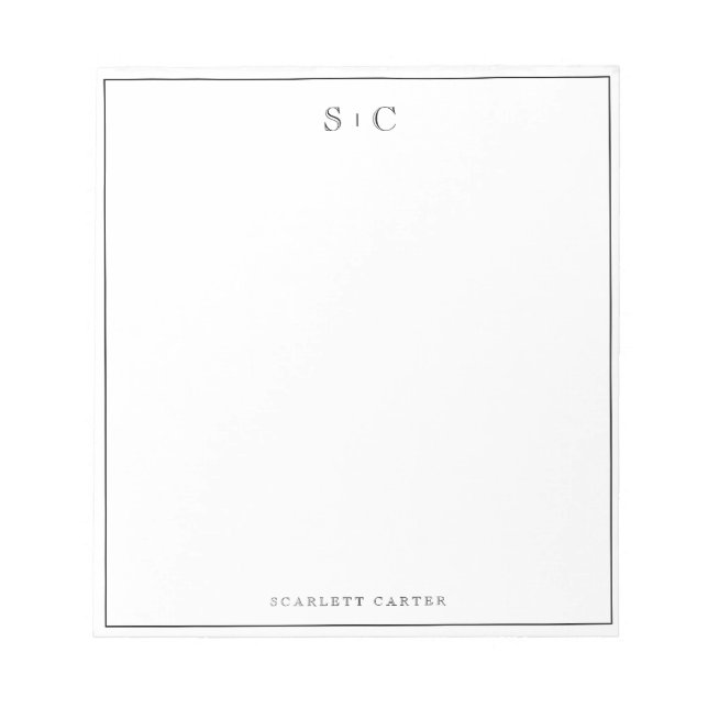 Bloc De Notas Simple Modern Initials Border Stationery (Frente)
