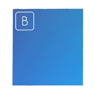 Bloc De Notas Simple Moderno Gradiente Ombre Azul y Monograma