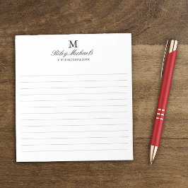 Bloc De Notas Simple Monograma Elegante Título Nombre Lined