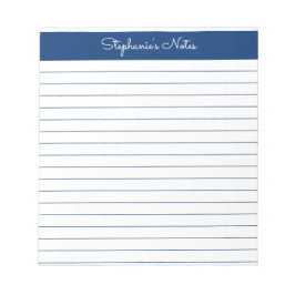 Bloc De Notas Simple Navy con lino azul personalizado