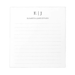 Bloc De Notas Simple Pareja Moderna Monograma Líneas Dotadas