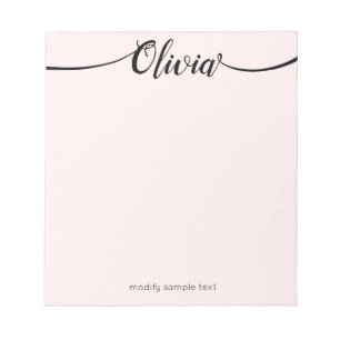 Bloc De Notas Simple pink  Signature  Script Calligraphy Notepad