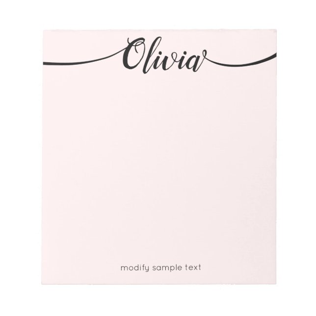 Bloc De Notas Simple pink  Signature  Script Calligraphy Notepad (Frente)