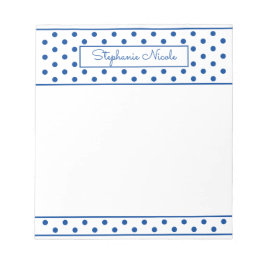 Bloc De Notas Simple Polka Dot Blue Personalizado