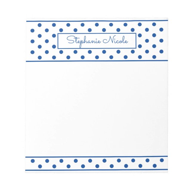 Bloc De Notas Simple Polka Dot Blue Personalizado (Frente)