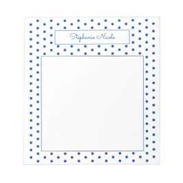 Bloc De Notas Simple Polka Dot Blue Personalizado Borde delgado