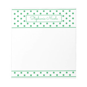 Bloc De Notas Simple Polka Dot Green Personalizado
