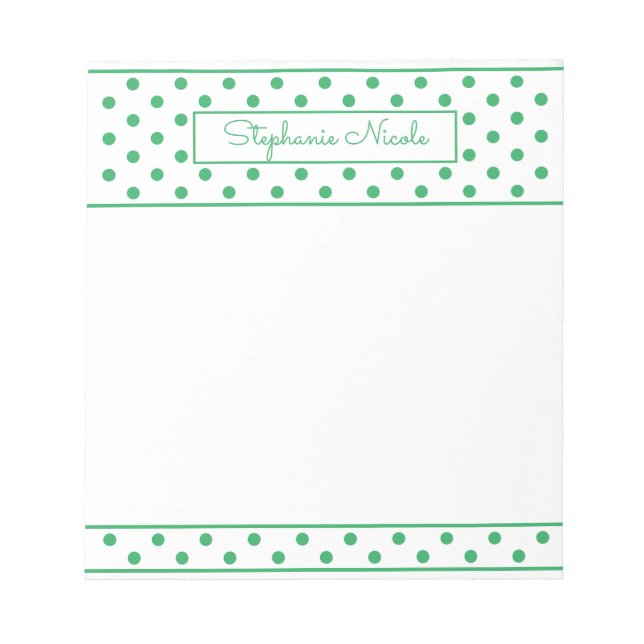 Bloc De Notas Simple Polka Dot Green Personalizado (Frente)