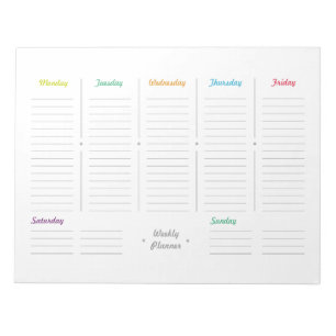 Bloc De Notas Simple Retro Weekly Planner