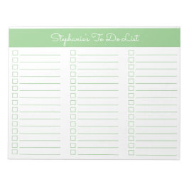 Bloc De Notas Simple Sage Green 8.5x11 Three Column Checklist