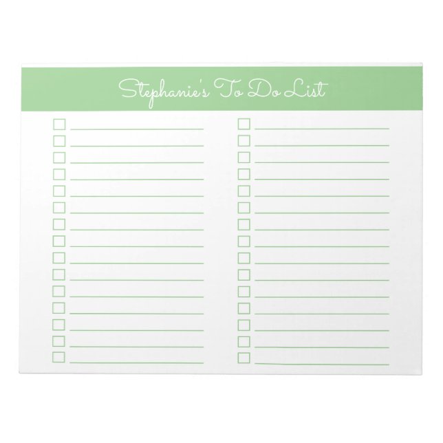 Bloc De Notas Simple Sage Green 8.5x11 Two Column Checklist (Frente)