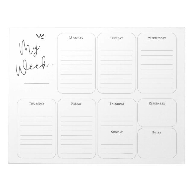 Bloc De Notas Simple Weekly Planner (Frente)