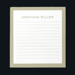 Bloc De Notas Simple White Sage Green Typographic Name Lined<br><div class="desc">Un bloc de notas profesional con un diseño minimalista en blanco y verde sabio. Personalizado monograma inicial y nombre en un fondo blanco simple, enmarcado por un borde verde sabio. Personalice el uso de los campos proporcionados o utilice el botón "mensaje" para ponerse en contacto con el diseñador para obtener...</div>
