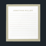 Bloc De Notas Simple White Sage Green Typographic Name Lined<br><div class="desc">Un bloc de notas profesional con un diseño minimalista en blanco y verde sabio. Personalizado monograma inicial y nombre en un fondo blanco simple, enmarcado por un borde verde sabio. Personalice el uso de los campos proporcionados o utilice el botón "mensaje" para ponerse en contacto con el diseñador para obtener...</div>
