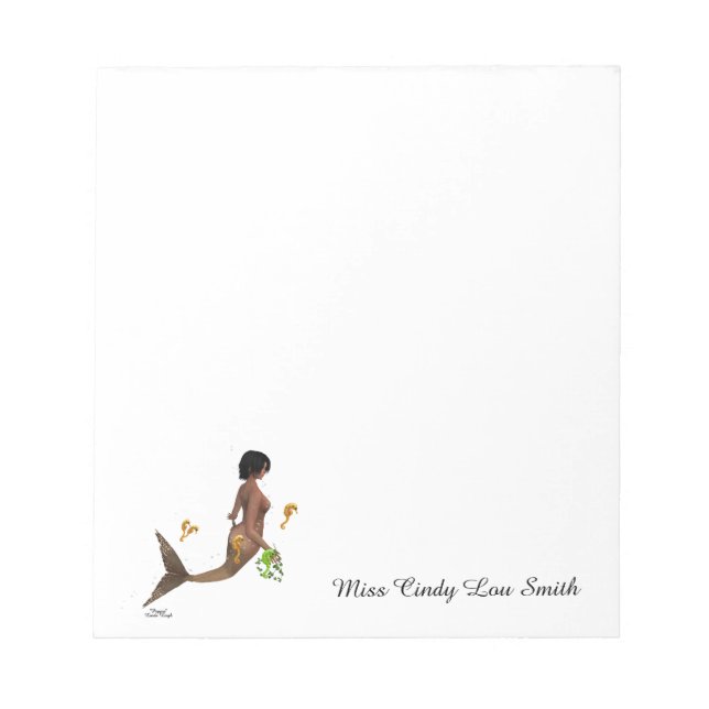 Bloc De Notas Sirena Cuta Con Notepad De Caballos De Mar (Frente)