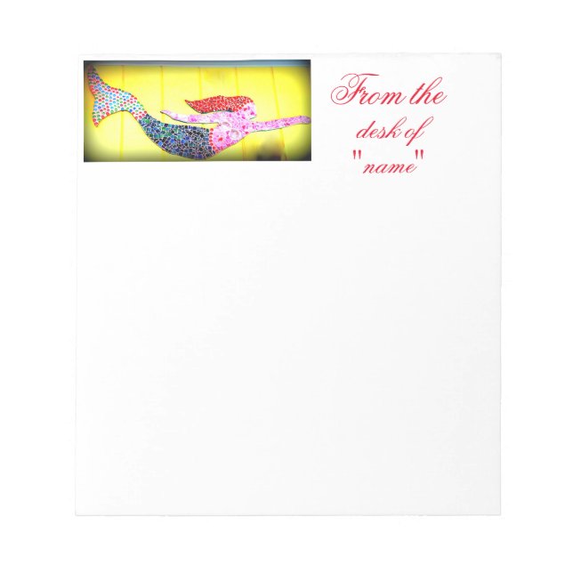 Bloc De Notas sirena de mosaico rosa de natación (Frente)