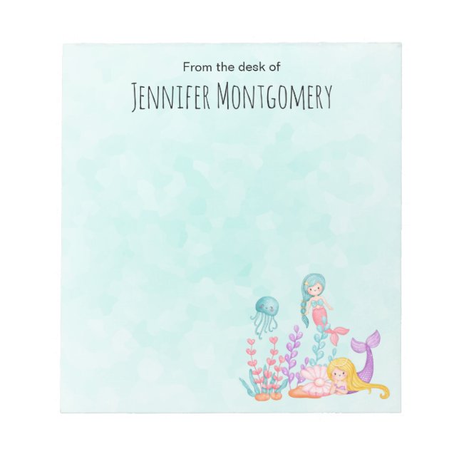 Bloc De Notas Sirenas y medusas bajo la acuarela del mar (Frente)
