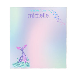 Bloc De Notas Sirenita Pastel con arcoiris personalizada