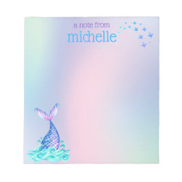 Bloc De Notas Sirenita Pastel con arcoiris personalizada