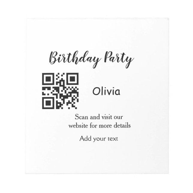 Bloc De Notas sitio web de fiesta de cumpleaños simple código de (Frente)