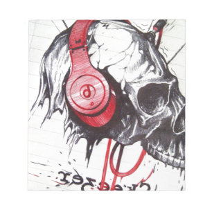 Bloc De Notas Skull con diseño de audífonos