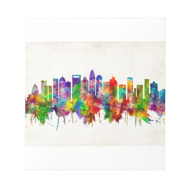 Bloc De Notas Skyline de Charlotte Carolina del Norte (Frente)